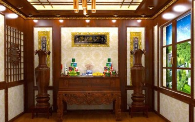 Chia sẻ mẫu ốp nhựa phòng thờ giả gỗ đẹp, hợp phong thuỷ