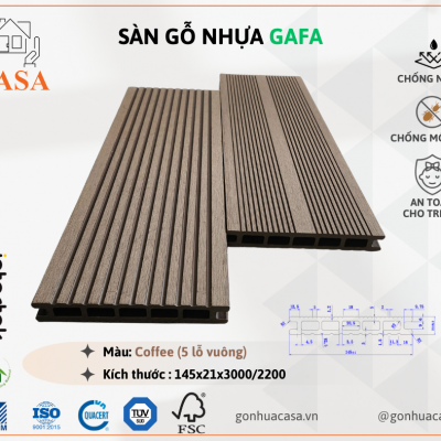 Sàn gỗ nhựa GAFA - 2 mặt sọc - Coffee