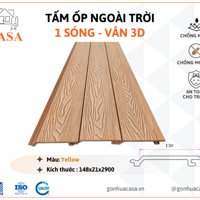 Tấm ốp 1 sóng - 3D - Yellow