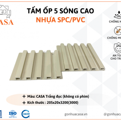 Tấm ốp 5 sóng cao - CASA Trắng