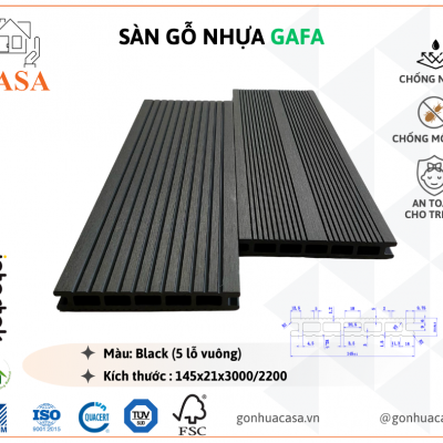 Sàn gỗ nhựa GAFA - 2 mặt sọc - Black