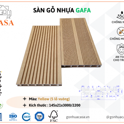 Sàn gỗ nhựa GAFA - 2 mặt sọc -Yellow