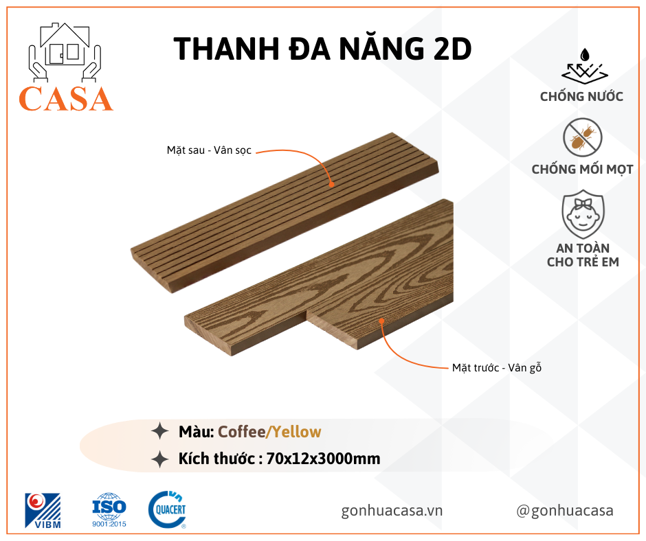 Hình ảnh mẫu thanh đa năng gỗ nhựa CASA